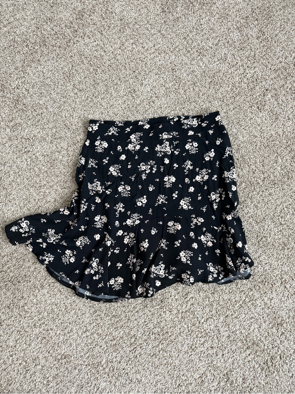 Free People Black Floral Skater Mini Skirt